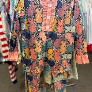 Colorful Bunny Print Kids Matching pj Set